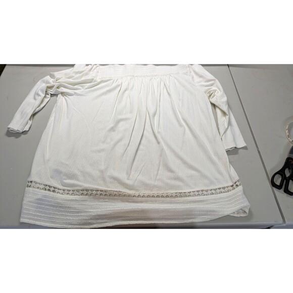 LUCKY BRAND 2X Relaxed Fit Ivory Cotton Blend Crochet 3/4 Slv Button Tunic NWT - Picture 7 of 7